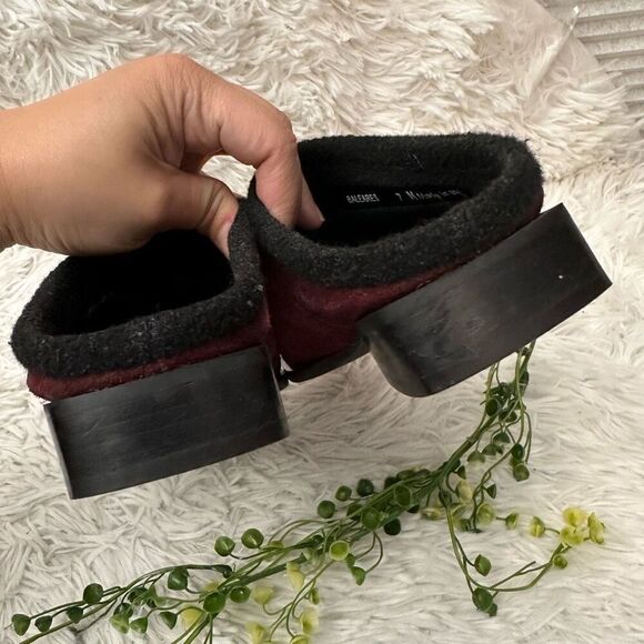 Bally Made in Italy Baleares Maroon Suede Slip‎ On Square Toe Mules  size 7M - Picture 7 of 10
